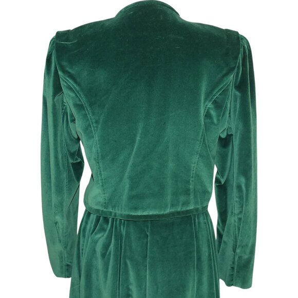 Vintage Carlisle Emerald Green Velvet Cropped Jacket and Pleated Skirt Set - Picture 5 of 10